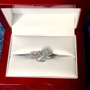 David Yurman caged Blue Topaz ring in size 7